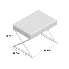 Tufted Ottoman in Gray Faux Leather with Chrome Steel Base