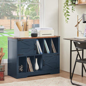 Turntable Cabinet, Solid and Manufactured Wood in Navy Blue
