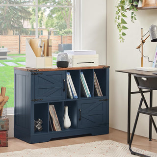 Turntable Cabinet, Solid and Manufactured Wood in Navy Blue