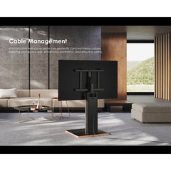 TV Floor Mount, Height Adjustable, Swivel, Beech Wood and Metal, Fits 43-78 Inch TVs