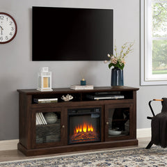 TV Media Stand for Up to 65-Inch TVs, Brown MDF