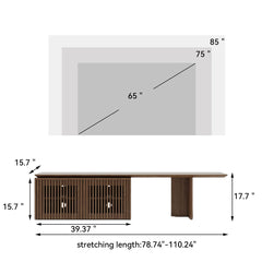 TV Stand, 110.24 in W, Walnut with Solid and Manufactured Wood