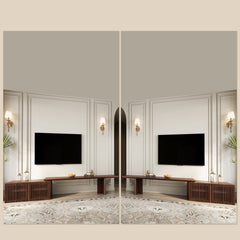 TV Stand, 110.24 in W, Walnut with Solid and Manufactured Wood
