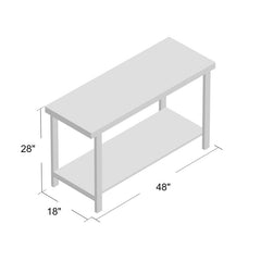 TV Stand, 48 Inch Solid Wood and Metal with Open Shelf, Brown