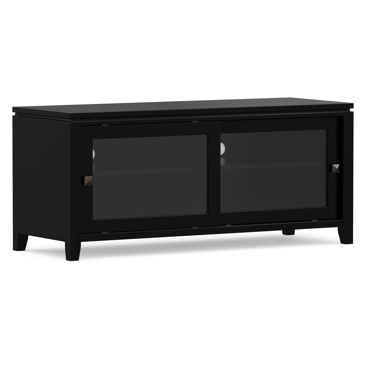 TV Stand, 48 Inch Solid Wood Media Console with Glass Doors