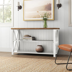 TV Stand, 52 in Wide, Solid Pine in White