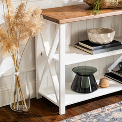 TV Stand, 52 in Wide, Solid Pine in White