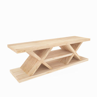 TV Stand, 53.5 in Wide, Sapphire Oak with Open Shelving