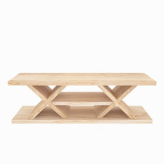 TV Stand, 53.5 in Wide, Sapphire Oak with Open Shelving