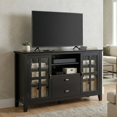 TV Stand, 53 Inch Wide, Solid Wood, Adjustable Height