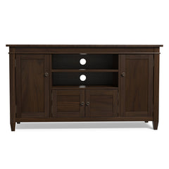 TV Stand, 54 in Wide, Solid Wood in Dark Tobacco Brown