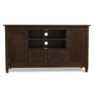 TV Stand, 54 in Wide, Solid Wood in Dark Tobacco Brown