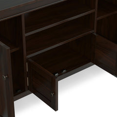 TV Stand, 54 in Wide, Solid Wood in Dark Tobacco Brown