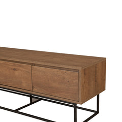 TV Stand, 55 in Wide, Walnut and Black with Metal Frame