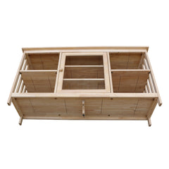 TV Stand, 56-Inch Unfinished Solid Rubberwood with Tempered Glass Door