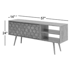 TV Stand, 57 in Wide, Solid Wood in Natural