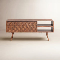 TV Stand, 57 in Wide, Solid Wood in Natural