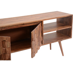 TV Stand, 57 in Wide, Solid Wood in Natural