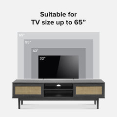 TV Stand, 59 in, Charcoal Black with Cable Management