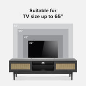TV Stand, 59 in, Charcoal Black with Cable Management