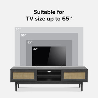 TV Stand, 59 in, Charcoal Black with Cable Management