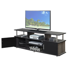 TV Stand, 59 In Wide, Manufactured Wood in Weathered Gray and Black