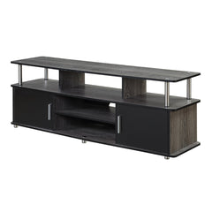 TV Stand, 59 In Wide, Manufactured Wood in Weathered Gray and Black