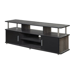 TV Stand, 59 In Wide, Manufactured Wood in Weathered Gray and Black