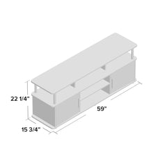 TV Stand, 59 In Wide, Manufactured Wood in Weathered Gray and Black
