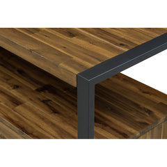 TV Stand, 60 in Solid Wood with Three Drawers, Mocha