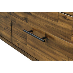 TV Stand, 60 in Solid Wood with Three Drawers, Mocha