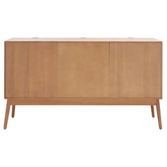 TV Stand, 60 in W, Natural Solid Wood with Cane Drawers