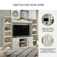 TV Stand, 60 In Wide, Manufactured Wood with Barn Doors