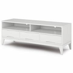 TV Stand, 60 in Wide, Solid Wood with 3 Drawers