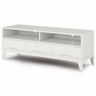 TV Stand, 60 in Wide, Solid Wood with 3 Drawers
