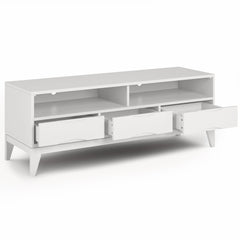 TV Stand, 60 in Wide, Solid Wood with 3 Drawers