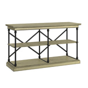 TV Stand, 60 Inch, Ivory White Engineered Wood, Metal Legs