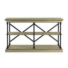 TV Stand, 60 Inch, Ivory White Engineered Wood, Metal Legs