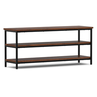 TV Stand, 60-Inch Solid Mango Wood with Dark Cognac Brown Finish
