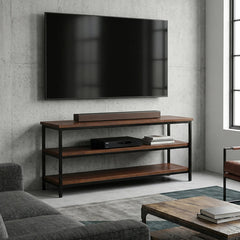 TV Stand, 60-Inch Solid Mango Wood with Dark Cognac Brown Finish