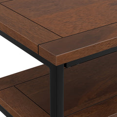 TV Stand, 60-Inch Solid Mango Wood with Dark Cognac Brown Finish