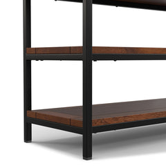 TV Stand, 60-Inch Solid Mango Wood with Dark Cognac Brown Finish