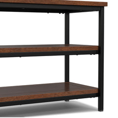 TV Stand, 60-Inch Solid Mango Wood with Dark Cognac Brown Finish