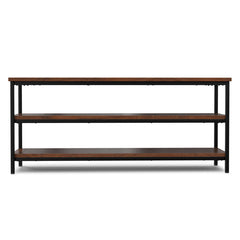 TV Stand, 60-Inch Solid Mango Wood with Dark Cognac Brown Finish