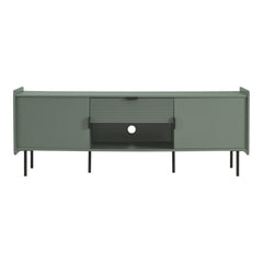 TV Stand, 60 Inch Wide, Green with Two Cabinets and One Drawer