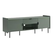 TV Stand, 60 Inch Wide, Green with Two Cabinets and One Drawer