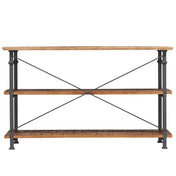 TV Stand, 62 In. Wide, Rustic Oak with Black Metal Frame