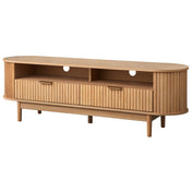 TV Stand, 63 in, Light Oak with Fluted Wood Detailing