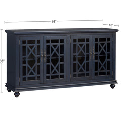 TV Stand, 63 in W, with Solid and Manufactured Wood in Catalina Blue