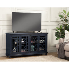 TV Stand, 63 in W, with Solid and Manufactured Wood in Catalina Blue